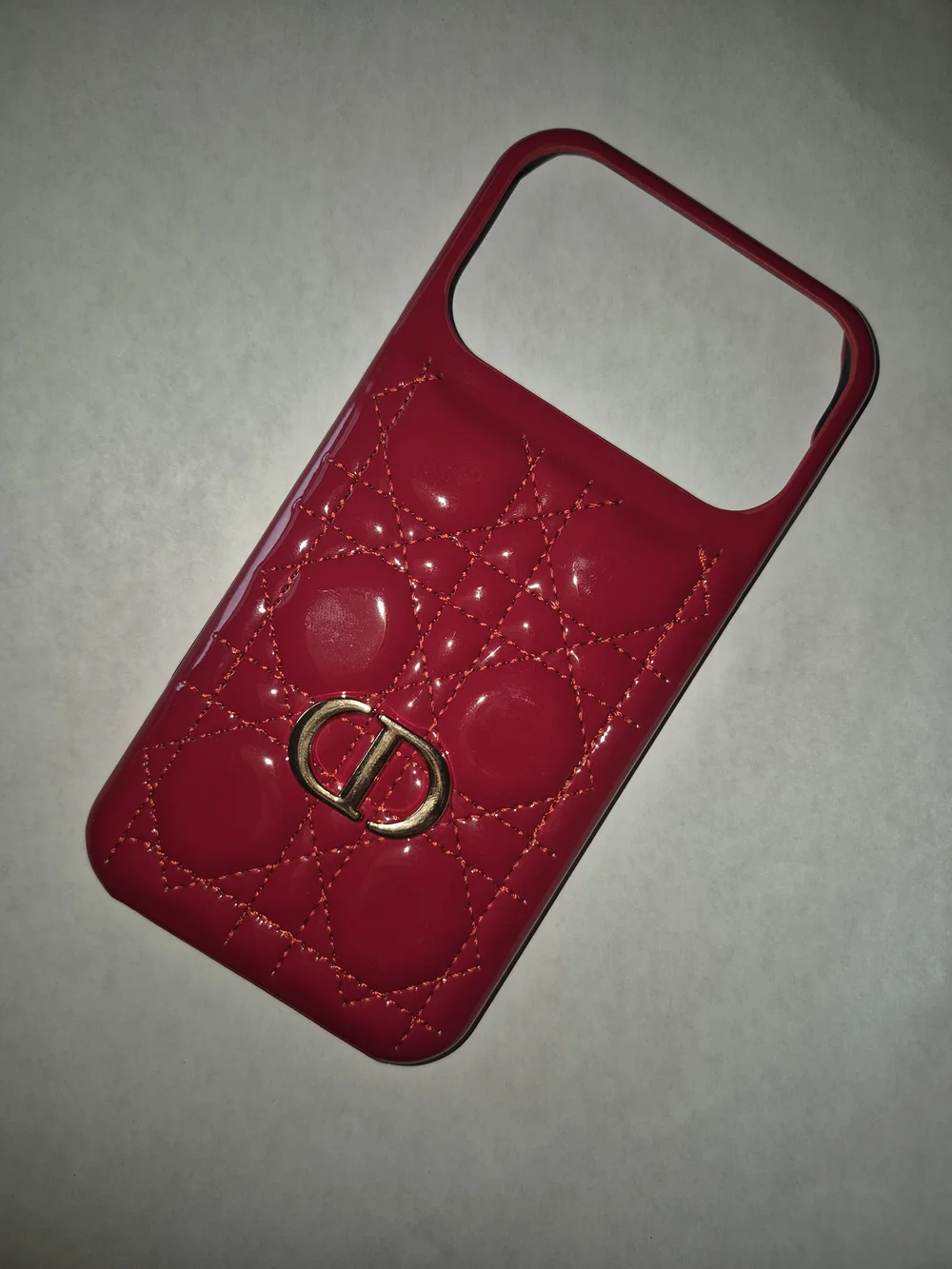 17 Pro Max D Quilted Red Phone Case  Designer